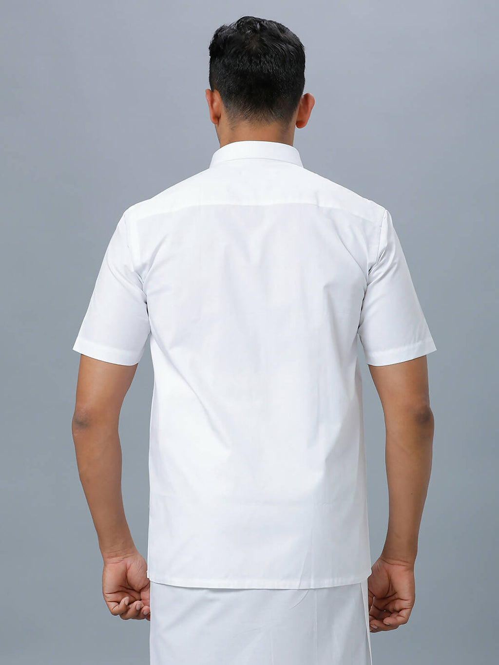 Ramraj Cotton Mens Half Sleeve Formal Poly Cotton White Shirt | Grocsy