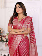 Aastha Fashion Magenta Organza Silk Weaving Saree | Grocsy