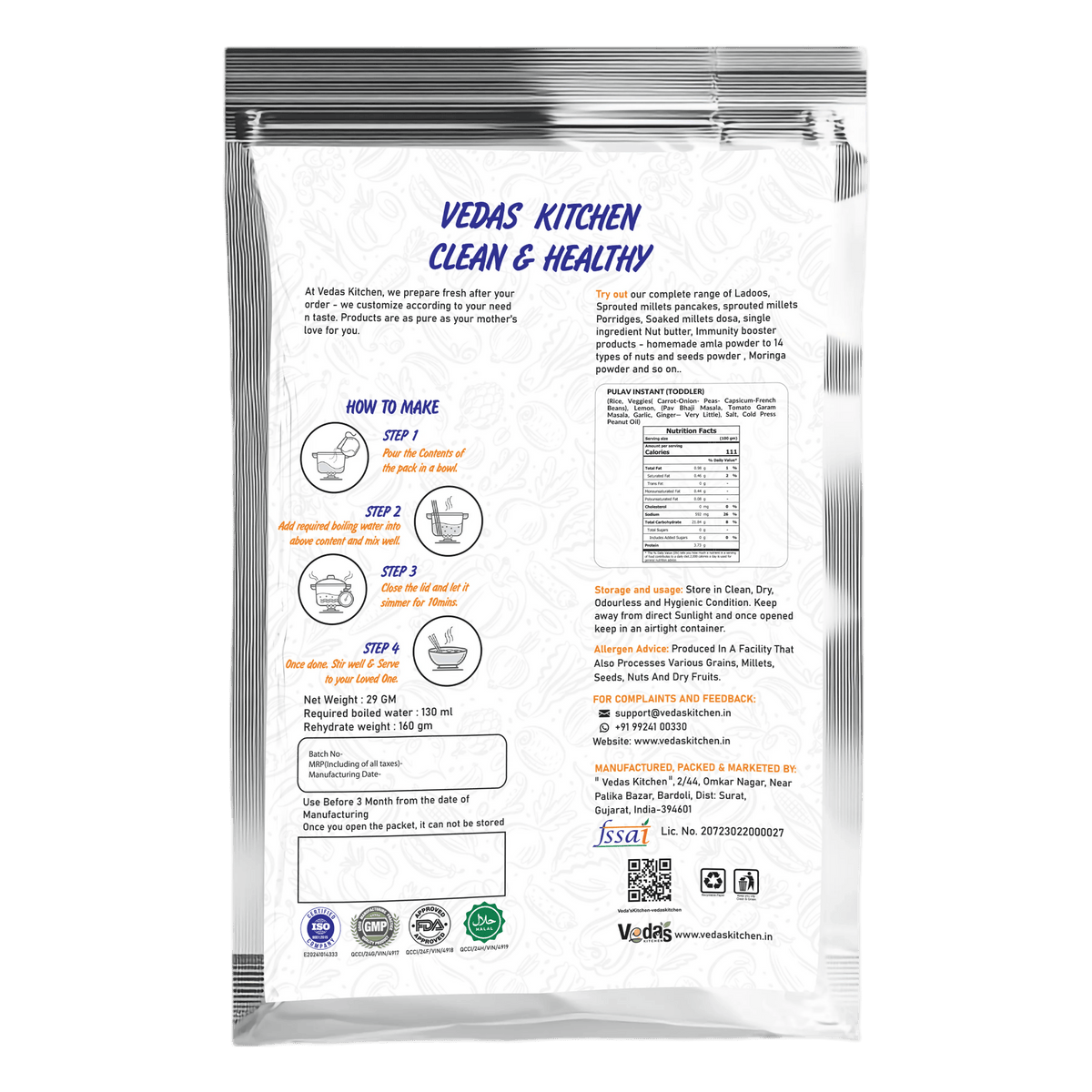 Vedas Kitchen Pulav Instant (Toddlers) | Grocsy