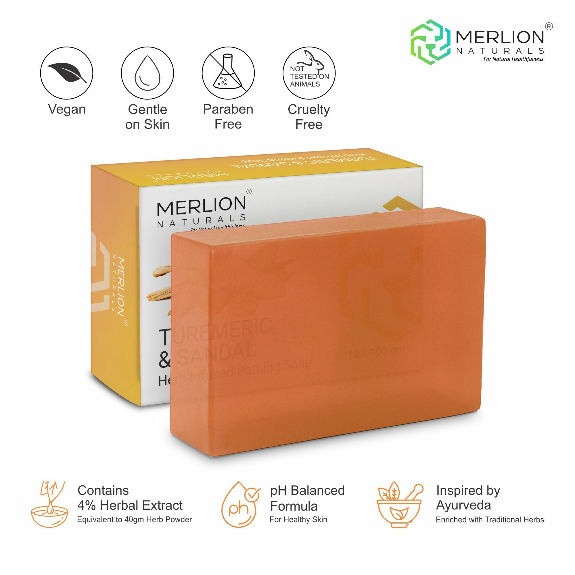 Merlion Naturals Turmeric and Sandal Glycerine Soap | Grocsy
