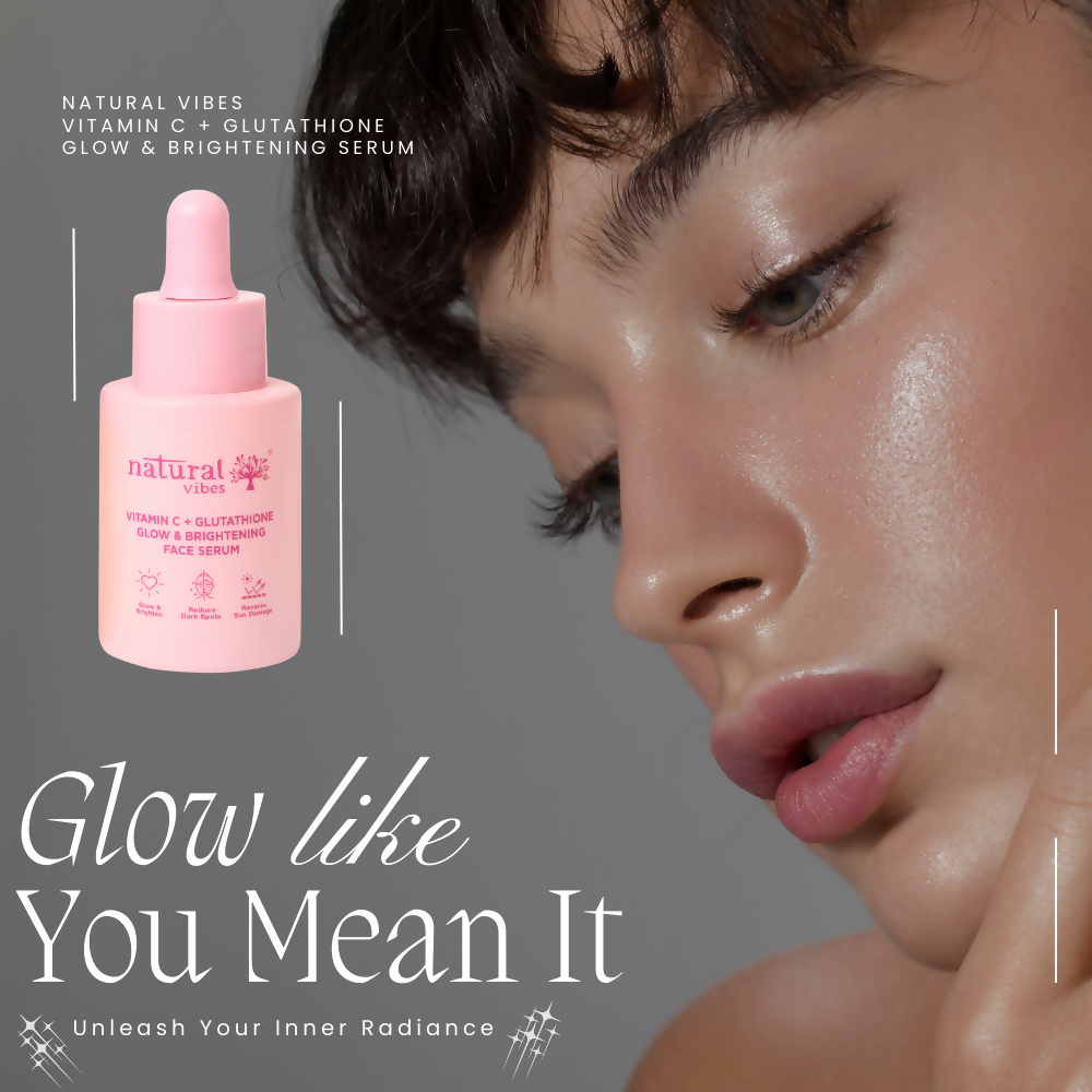 Natural Vibes Vitamin C + Glutathione Glow & Brightening Face Serum | Grocsy