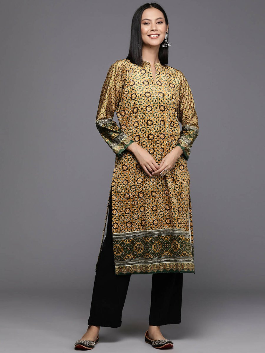 Ahalyaa Women's Traditional wear Kurta - Mustard | Grocsy