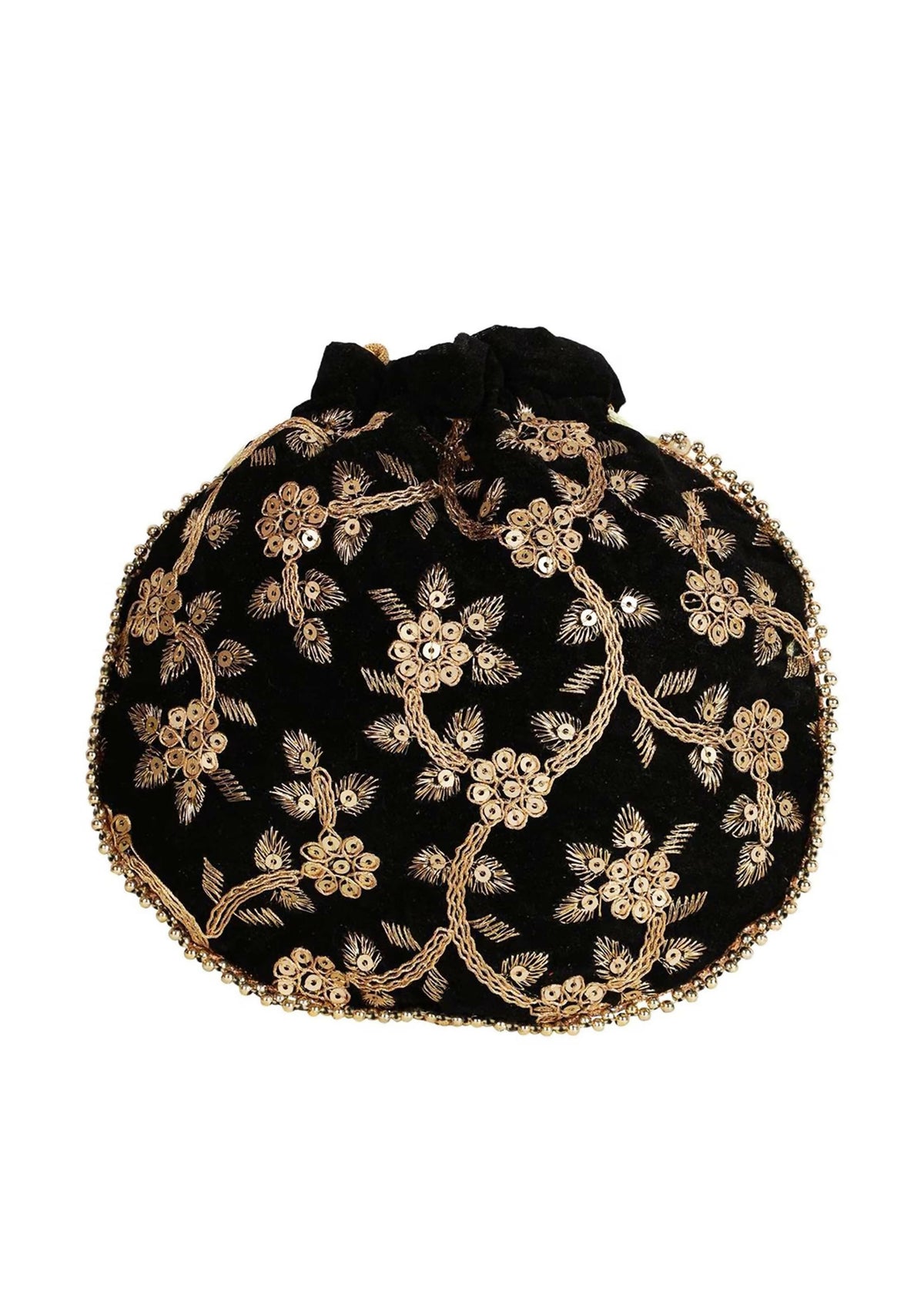 Joban Fashion Embroidered Potli Clutch - Black | Grocsy