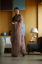 Vamsee Avantika Brown Organza Saree | Grocsy