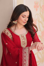 Joban Fashion Maroon Georgette Sequence Embroidery Work Kurta Set | Grocsy