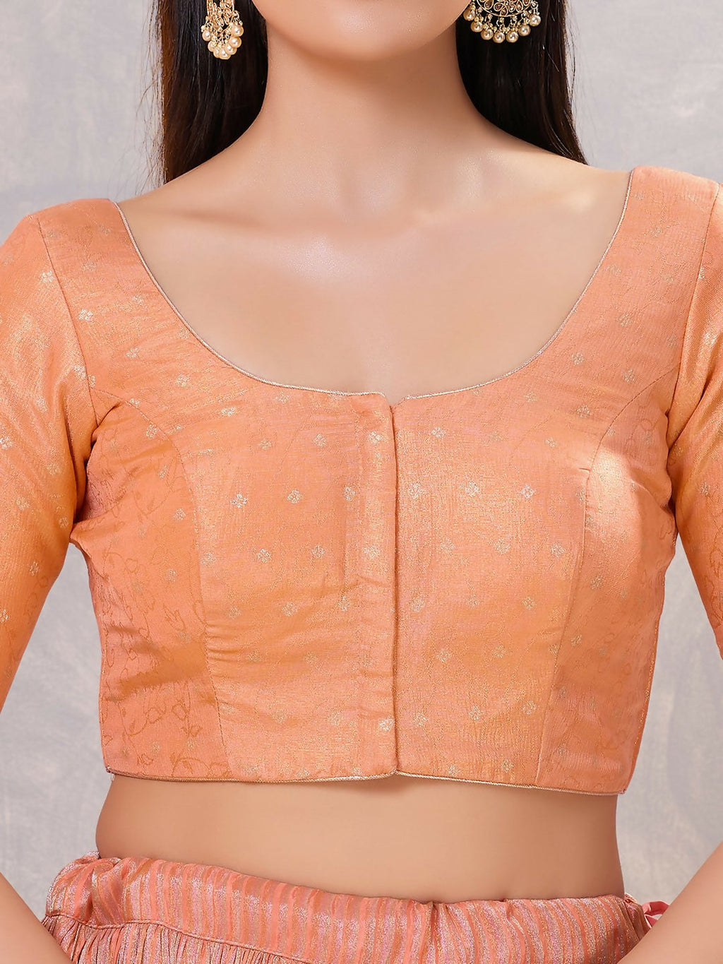 Joban Fashion Women Silk Peach Stitched Blouse | Grocsy