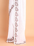 Vamsee Ammelia White Georgette Saree | Grocsy
