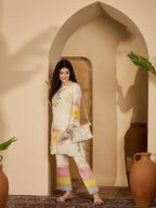 Joban Fashion Printed Cream Pure Cotton Cord Set | Grocsy