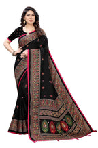 Vamika Black Jute Silk Mirror Work Saree | Grocsy