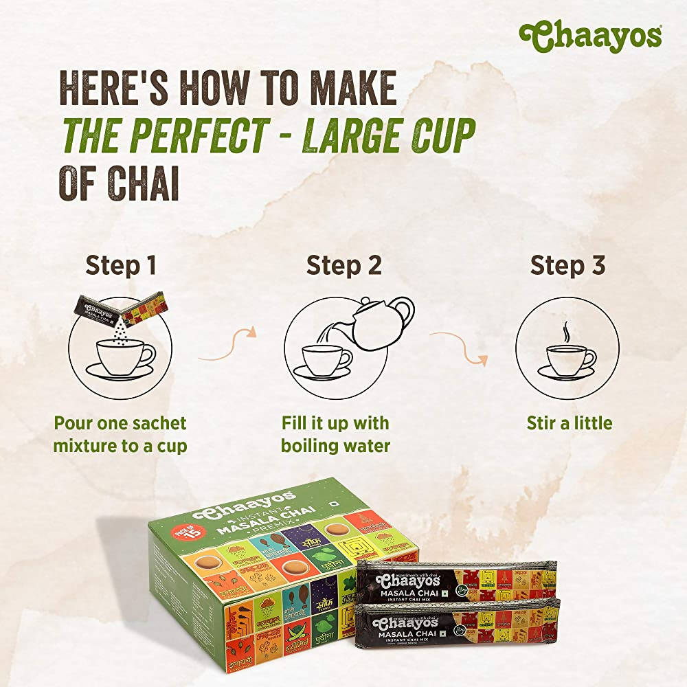 Chaayos Instant Tea Premix Masala Chai Sachets | Grocsy