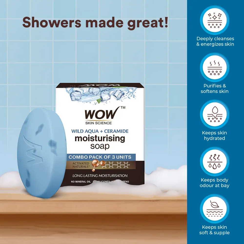 Wow Skin Science Wild Aqua & Ceramide Moisturizing Soap – Cooling, Hydrating & Skin Nourishing for All Skin Types | Grocsy