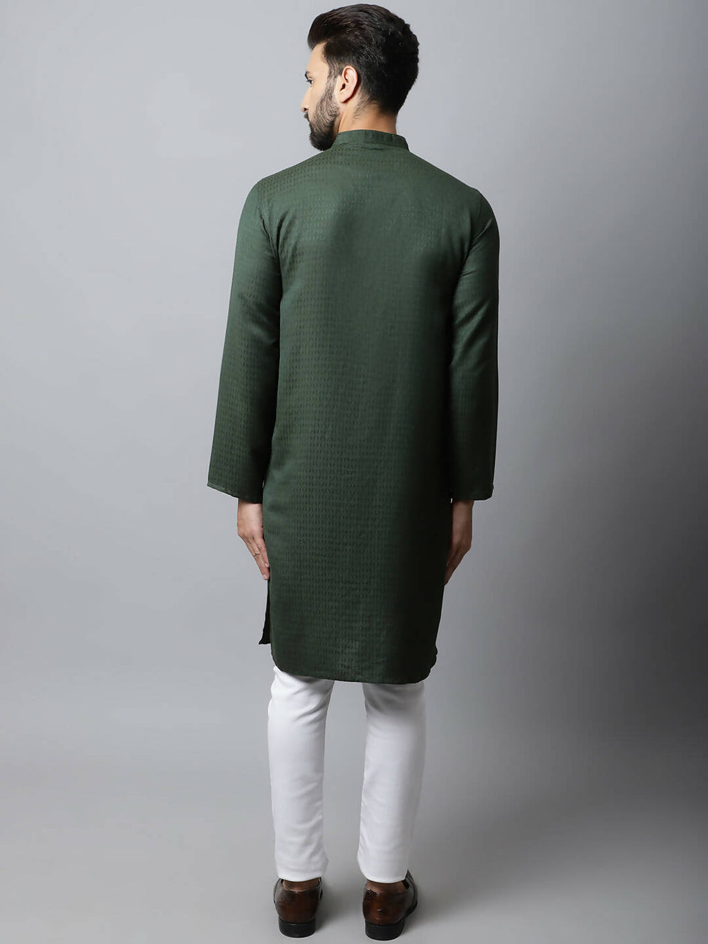 Even Apparels Green Color Viscose Pure Cotton Men's Kurta With Band Collar (SLD1197) | Grocsy