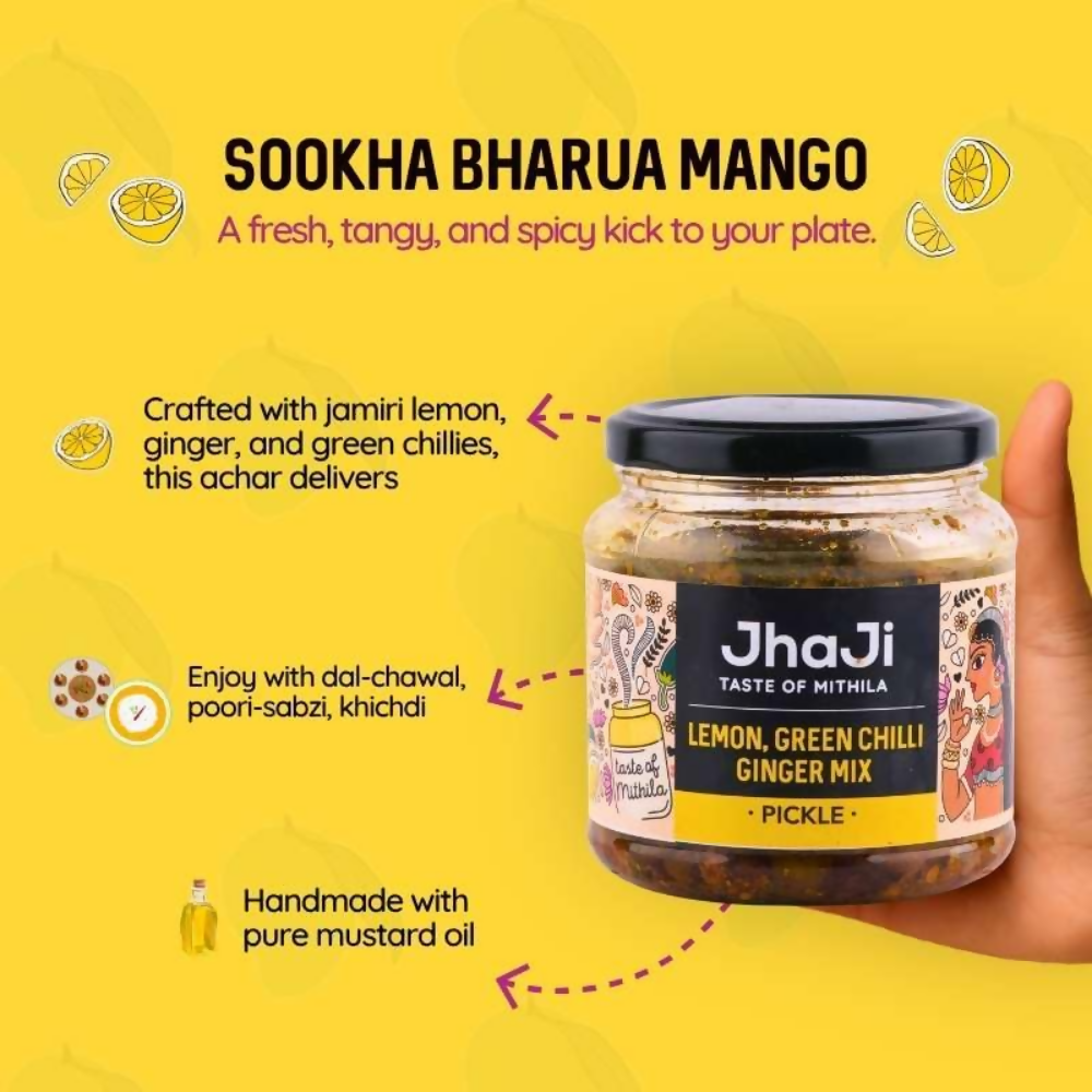 Jhaji Store Lemon, Ginger & Green Chilli Pickle | Grocsy