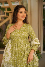 Aayaa Designer Cotton Silk Suit - Pista Green | Grocsy