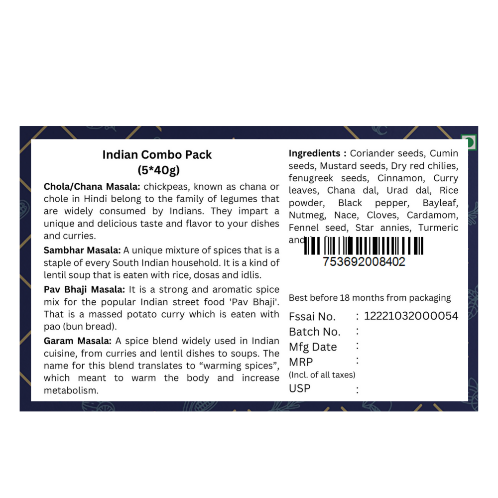 Pipar Spices Indian Spices Combo | Grocsy