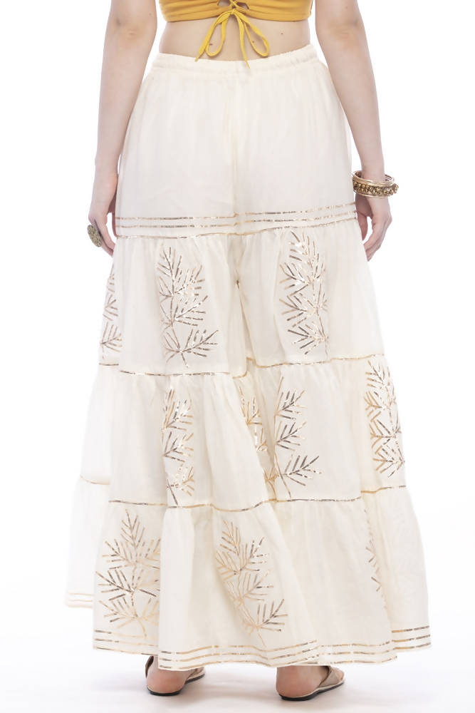 Mominos Fashion Cotton Off White Gotta Work Sharara For Girls | Grocsy