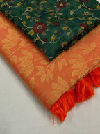 Saffron Jute Silk Woven Design Saree with Unstitched Blouse - A2M | Grocsy