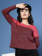 Women Winter Fuchsia Acrylic Sweater - Wool Trees | Grocsy