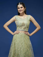 House of Panchhi Pista Net Sequinse Work Lehenga & Blouse, Dupatta | Grocsy