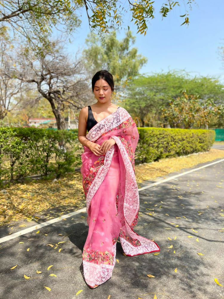 Vamsee Riddhi-Siddhi -1 Pink Organza Saree | Grocsy