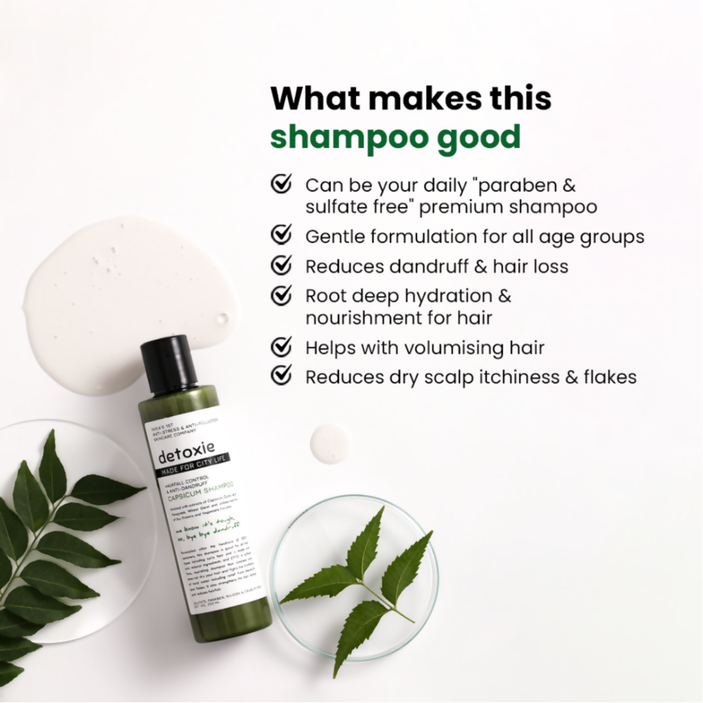 Detoxie Anti-Dandruff & Flake Relief Capsicum Shampoo | Grocsy