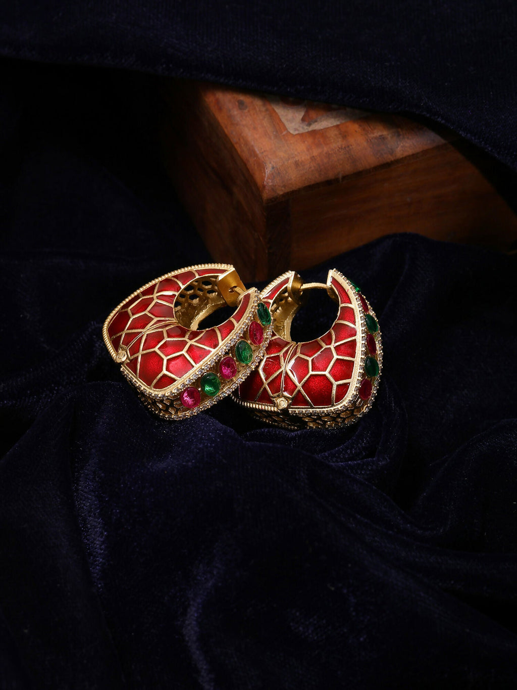 Ruby Raang Gold Polished Kundan Work Multi Loops | Grocsy