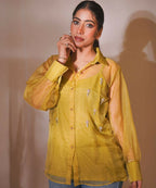 Timaraa Olive Glow Organza Hand-Embellished Shirt | Grocsy