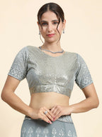 Jyoti Fashion Mesmerizing Grey Faux Georgette 3MM Sequins with Thread & Jari Embroidery Lehenga Choli with Dupatta | Grocsy