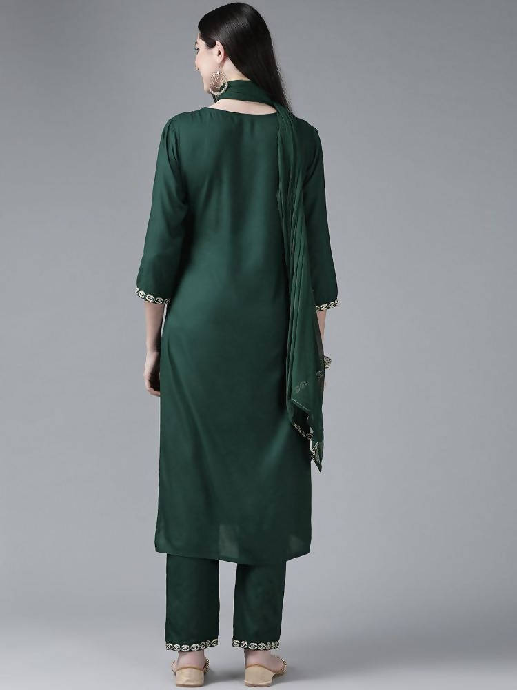 Yufta Women's Rayon Kurti With Pant Dupatta Set | Grocsy