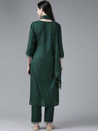 Yufta Women's Rayon Kurti With Pant Dupatta Set | Grocsy