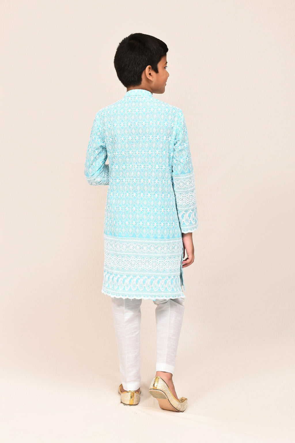 Joban Fashion Cotton Sky Blue Kurta With Straight Fit Pant | Grocsy
