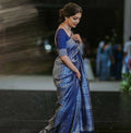 DEIANA'S Beautiful Designer Golden zari Soft Lichi Silk Saree - Blue | Grocsy