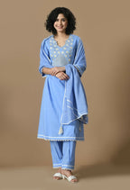 Joban Fashion L.Blue Cotton Kurta Set | Grocsy