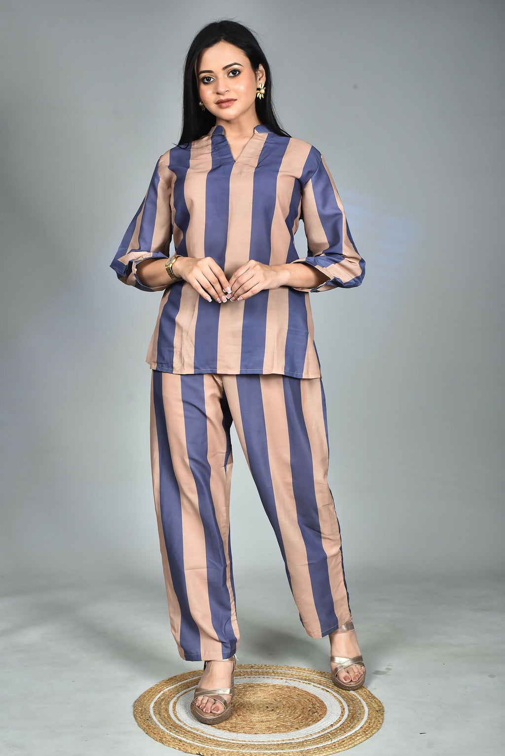 Morchari Digital Print Semi Muslin Co-Ord Set Top & Trouser-Multicolor | Grocsy