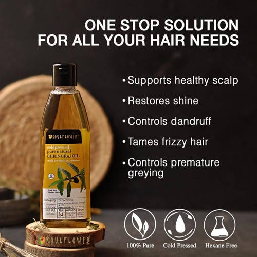 Soulflower Cold Pressed Pure Natural Bhringaraj Oil | Grocsy