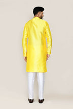 Joban Fashion Yellow Colored Jacquard Silk Fabric Kurta With Straight Fit Pant | Grocsy