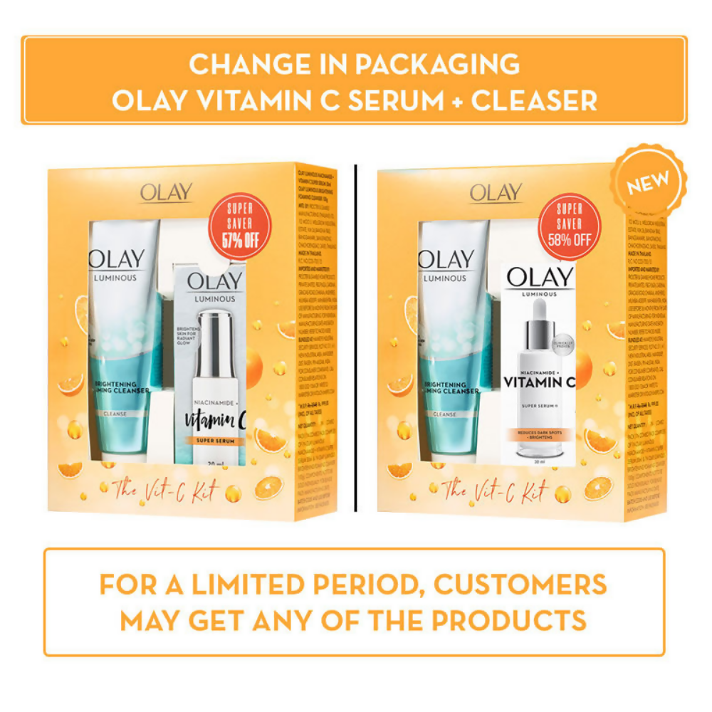 Olay Hydration Boost Kit With Niacinamide + Vitamin-C Super Serum & Cleanser | Grocsy