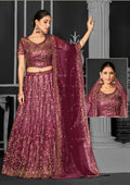 Maroon Net Semi-Stitched Bridal Lehenga - Nimayaa Bonanza | Grocsy
