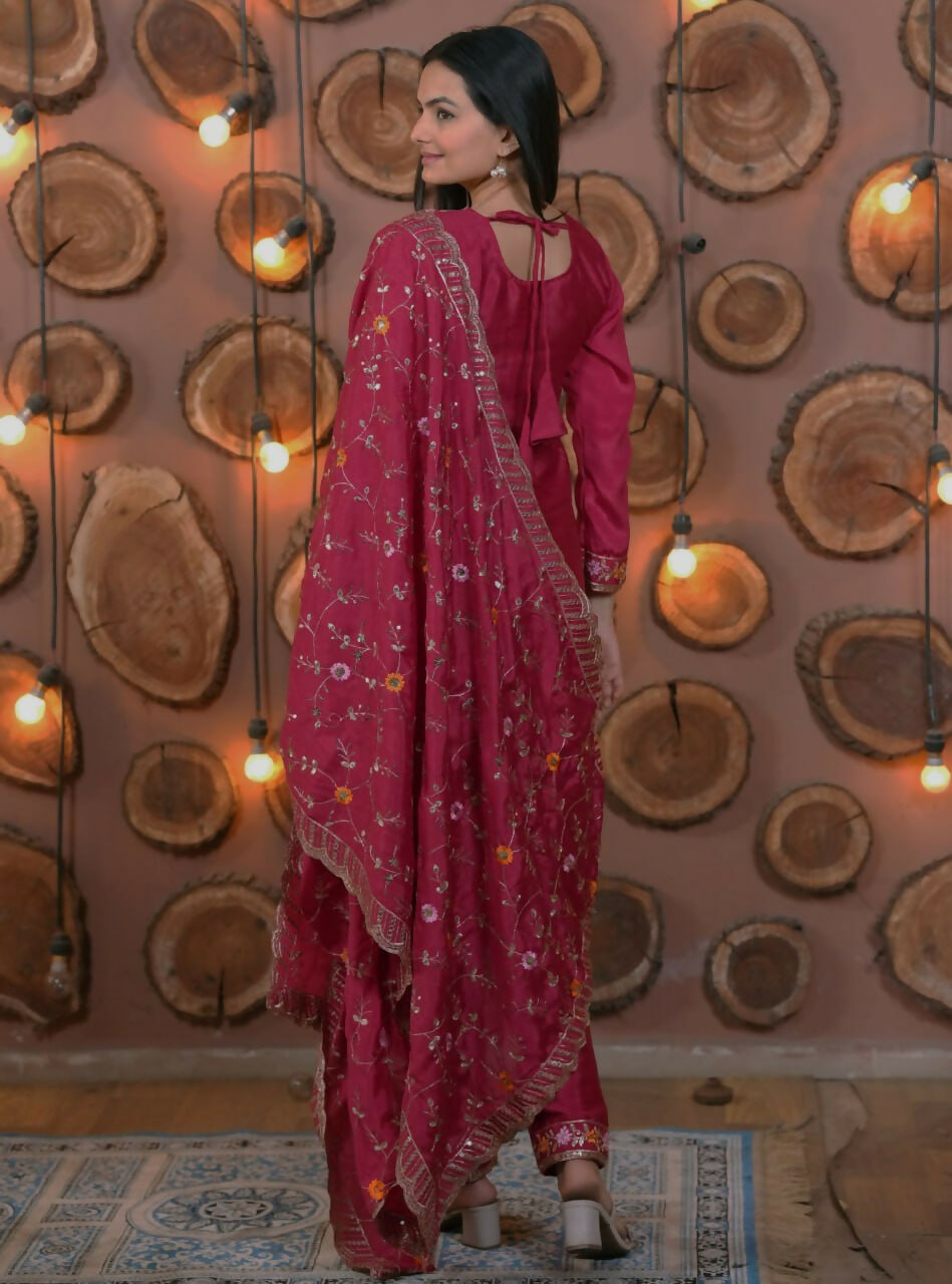 Teeya Creation Rani Color Chinon Silk Functional Wear Trending Kurti | Grocsy