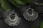 Mominos Fashion Johar Kamal Oxidised Silver-Plated Chandbali Earrings