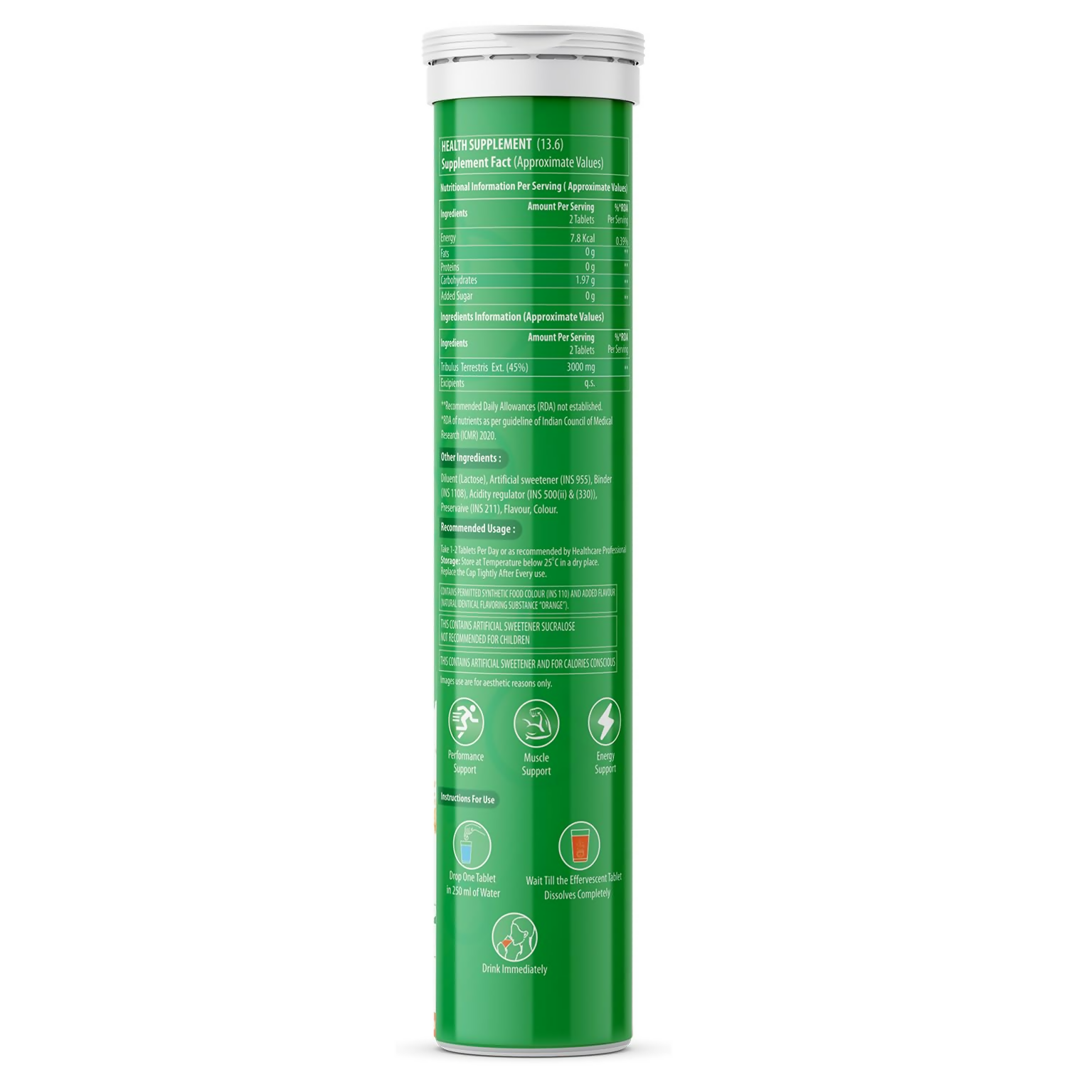 Naturyz Tribulus Terrestris 3000 Pro Gokshura Effervescent Tablets (Orange Flavour) | Grocsy