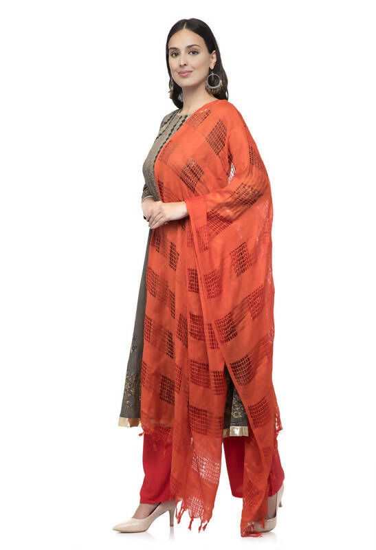 Mominos Fashion Moeza Orange Window Cotton Dupatta | Grocsy