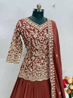 Teeya Creation Womens New Trendy Stylish Anarakali Lehenga Set - Red | Grocsy