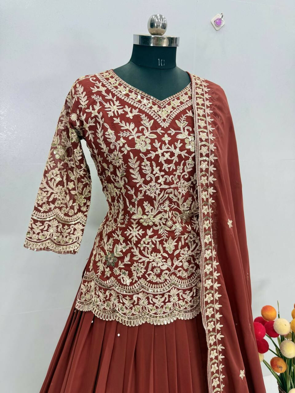 Teeya Creation Womens New Trendy Stylish Anarakali Lehenga Set - Red | Grocsy