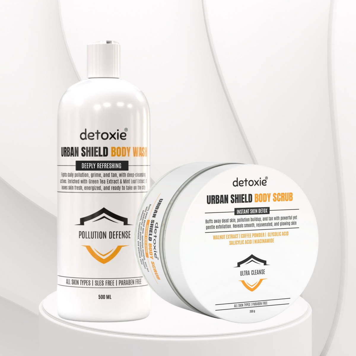 Detoxie Body Wash & Body Scrub Combo - Urban Shield | Grocsy