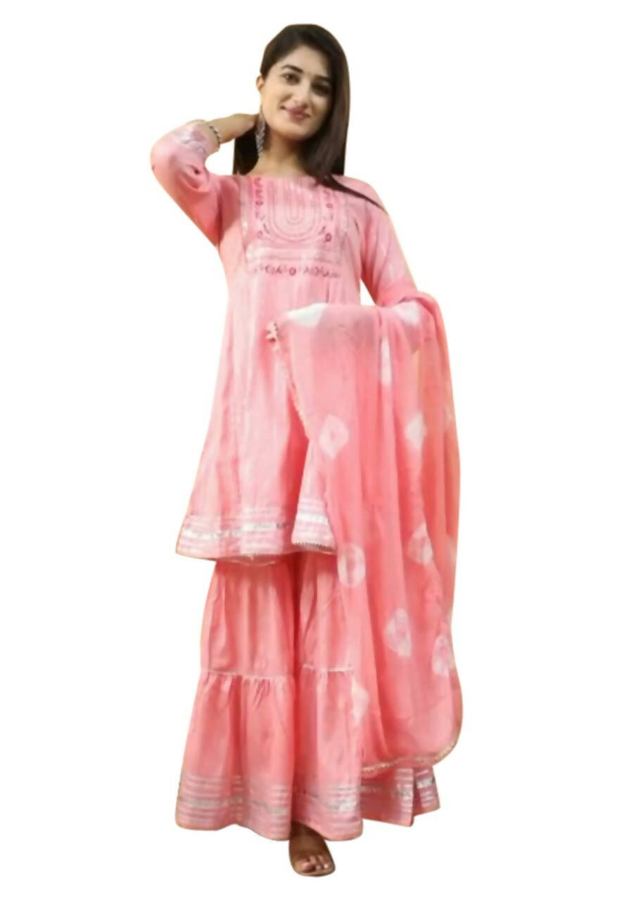 Vamika Gota Patti Work Rayon Peach Party Wear/Casual Wear Kurta Set/Suit | Grocsy
