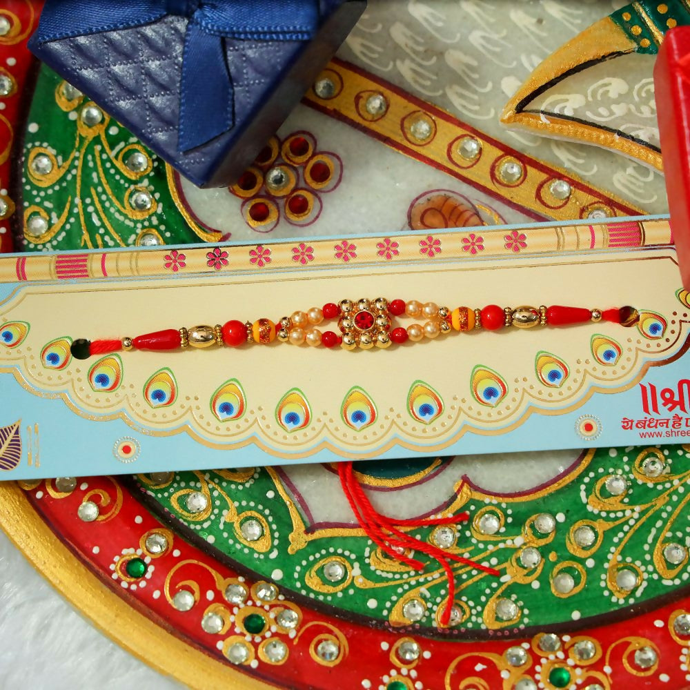 Indianvibez Colourful Beads With Stone Fancy Rakhi | Grocsy