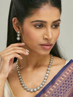 Nuyug 22K Gold-Plated Crystal Stone Studded Necklace Set | Grocsy
