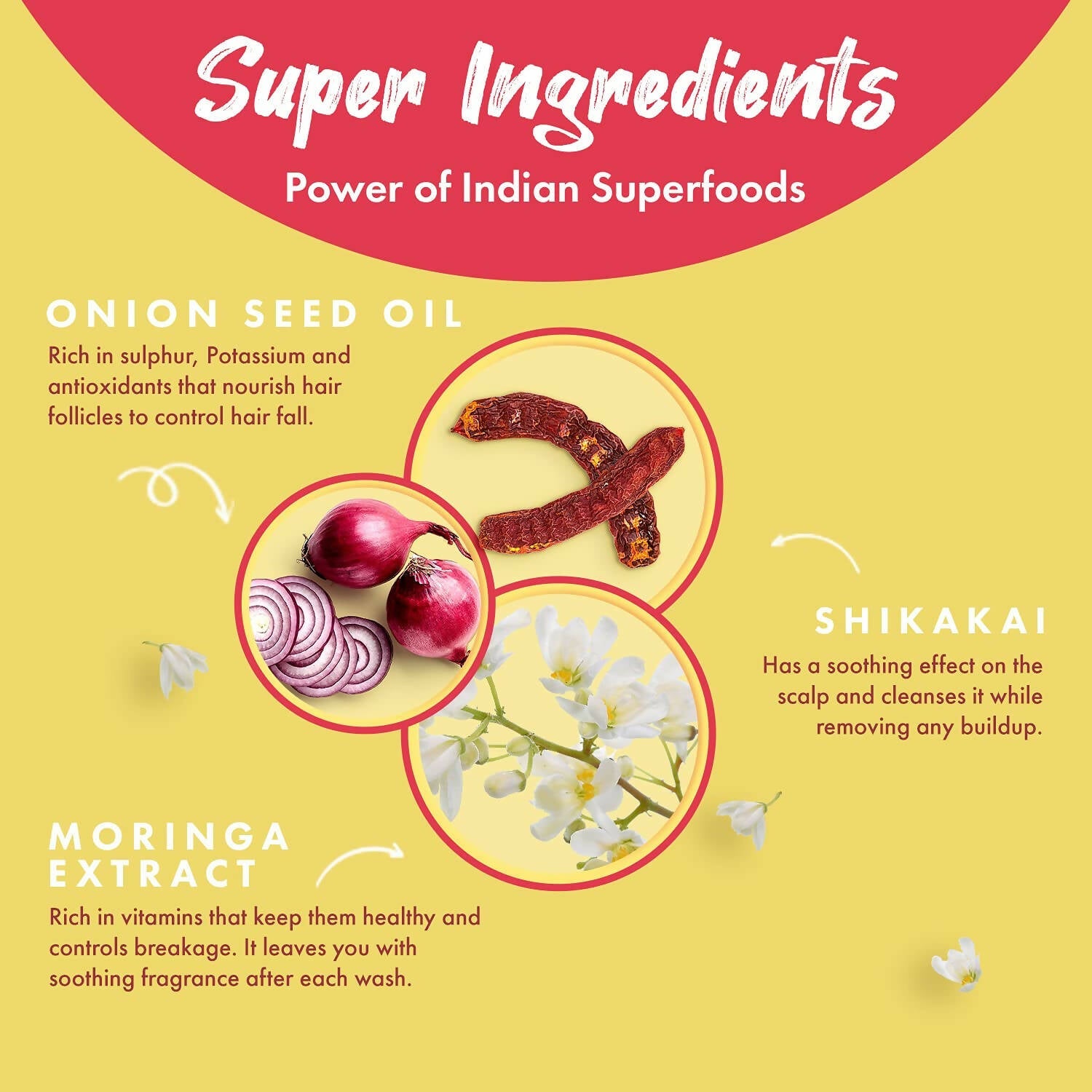 MyGlamm Superfoods Onion & Moringa Shampoo | Grocsy