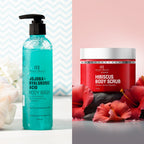 Botanic Hearth Jojoba Hyaluronic Bobywash & Hibiscus Scrub Combo | Grocsy